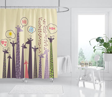 3D Graffiti Giraffe 075 Shower Curtain 3D Shower Curtain AJ Creativity Home 