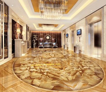 3D Gold Leaves 264 Floor Mural Wallpaper AJ Wallpaper 2 