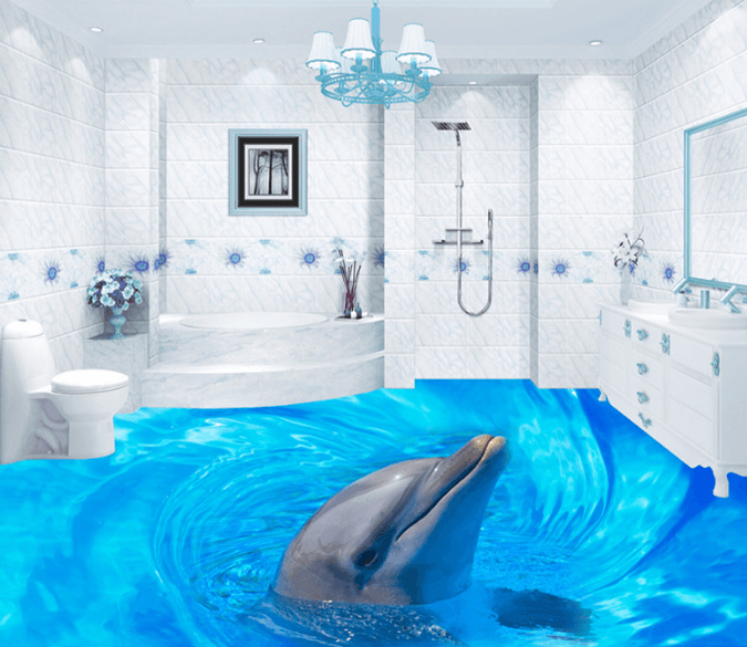 3D Cute Dolphin 101 Floor Mural Wallpaper AJ Wallpaper 2 