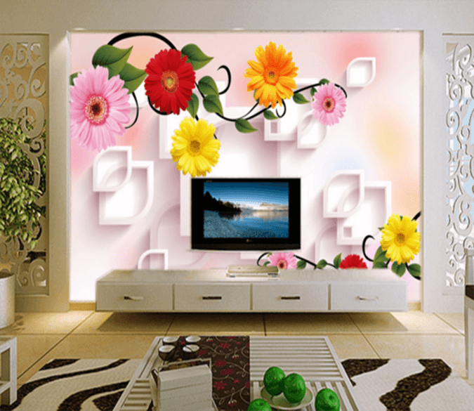 3D Chrysanthemum Row 095 Wallpaper AJ Wallpaper 