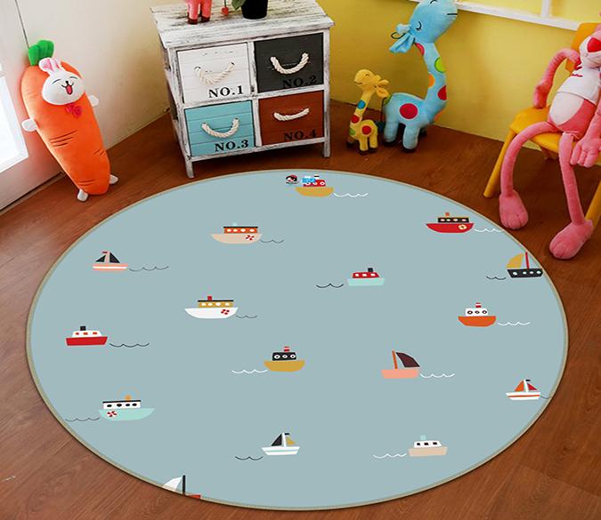 3D Cartoon Ship 307 Round Non Slip Rug Mat Mat AJ Creativity Home 