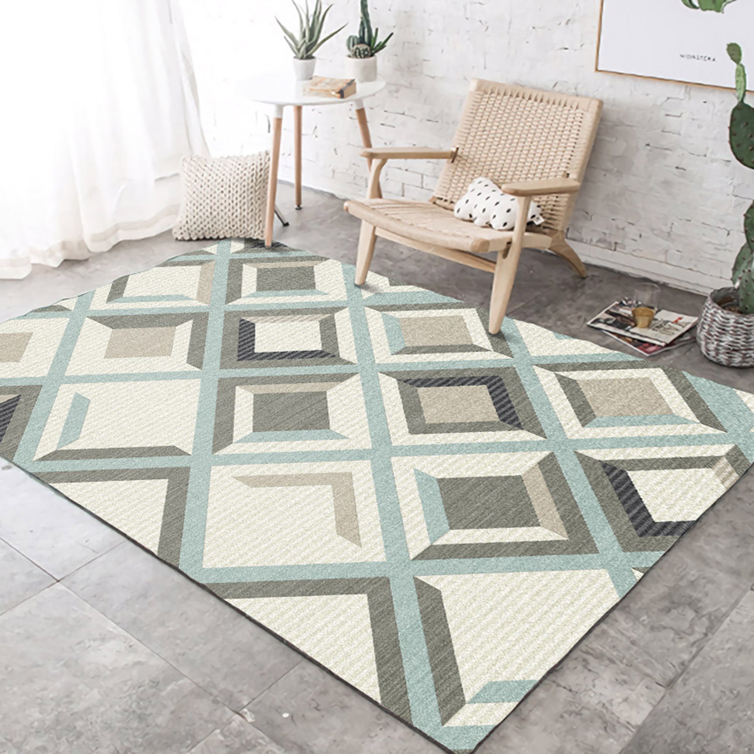 3D Colored Geometric Pattern WG321 Non Slip Rug Mat Mat AJ Creativity Home 