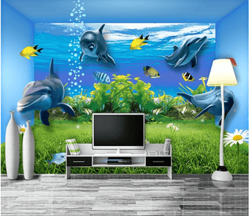 3D Seaweed Dolphin 014 Wallpaper AJ Wallpaper 