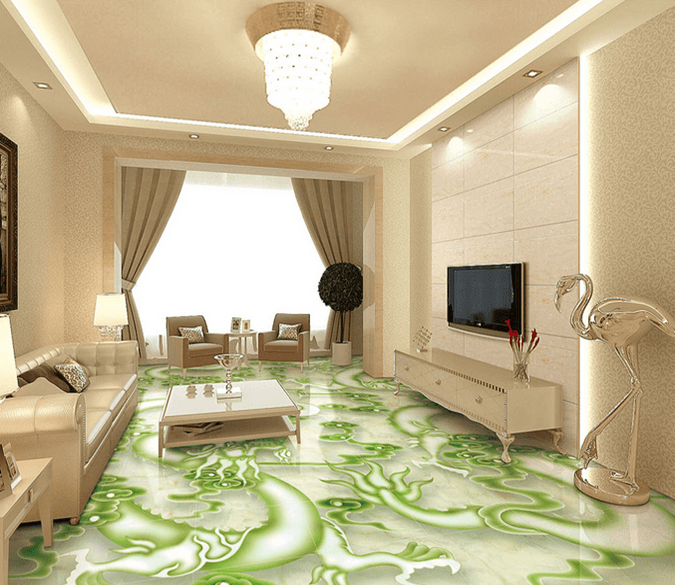 3D Green Dragon 128 Floor Mural Wallpaper AJ Wallpaper 2 