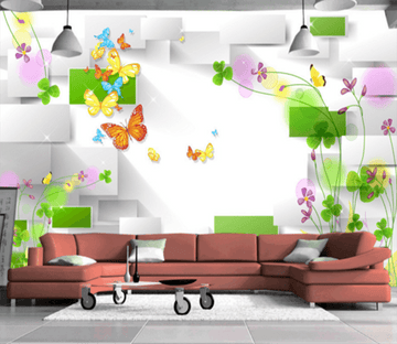 3D Clover Butterfly 159 Wallpaper AJ Wallpaper 