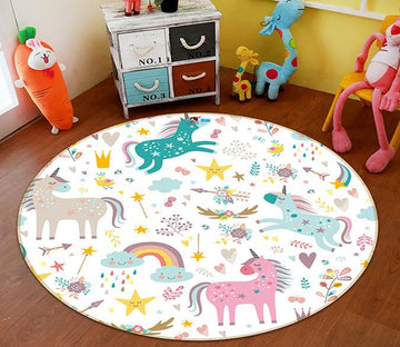 3D Cute Unicorn 310 Round Non Slip Rug Mat Mat AJ Creativity Home 