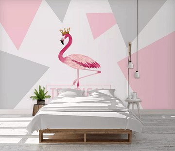 3D Square Flamingo Crown 293 Wallpaper AJ Wallpaper 2 