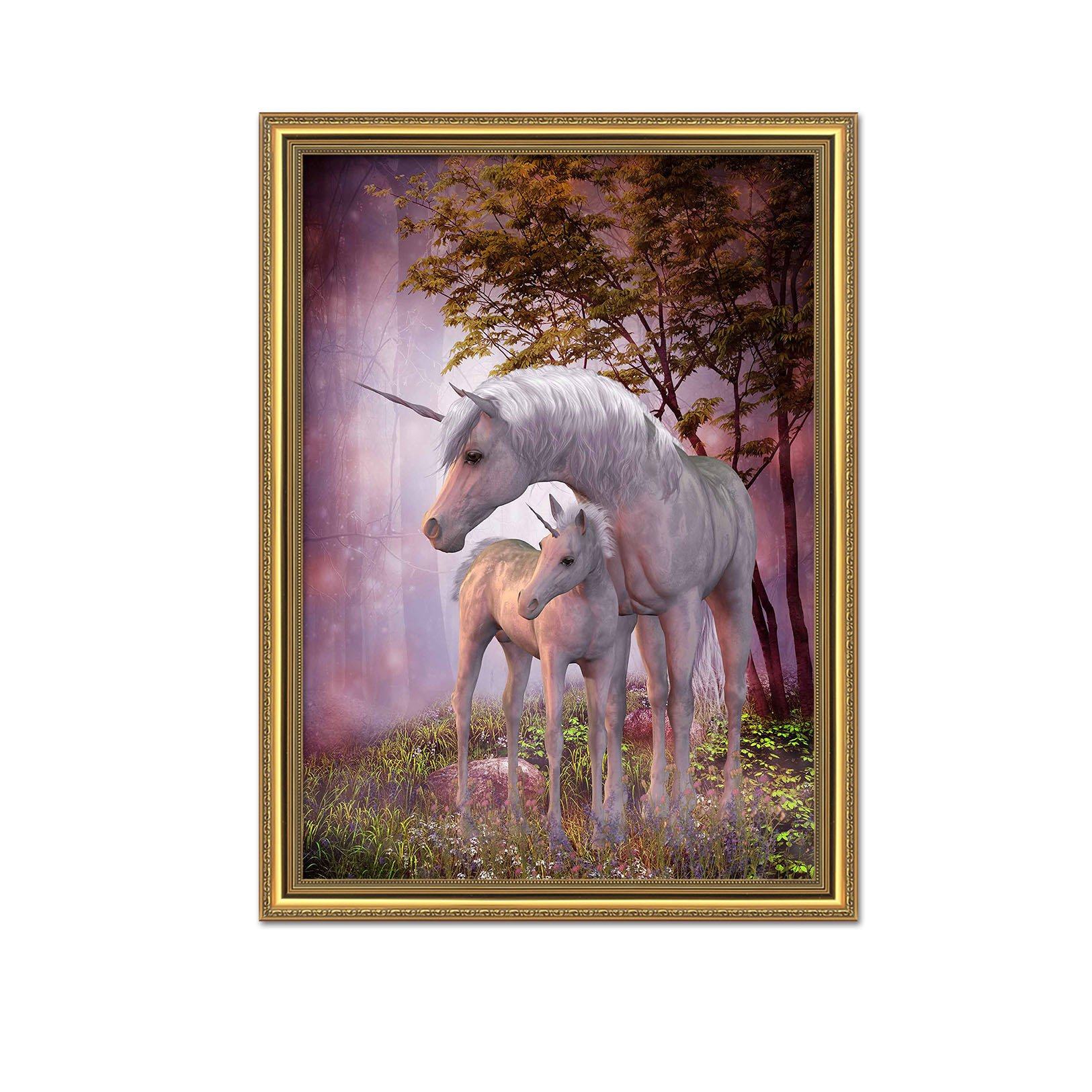 3D White Unicorn 067 Fake Framed Print Painting Wallpaper AJ Creativity Home 