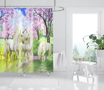 3D Unicorn Creek 061 Shower Curtain 3D Shower Curtain AJ Creativity Home 