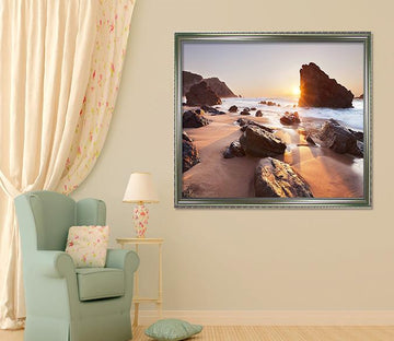 3D Sun Beach 131 Fake Framed Print Painting Wallpaper AJ Creativity Home 