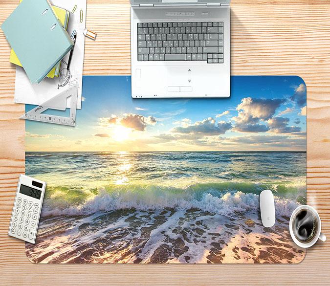 3D Sunshine Waves 068 Desk Mat Mat AJ Creativity Home 