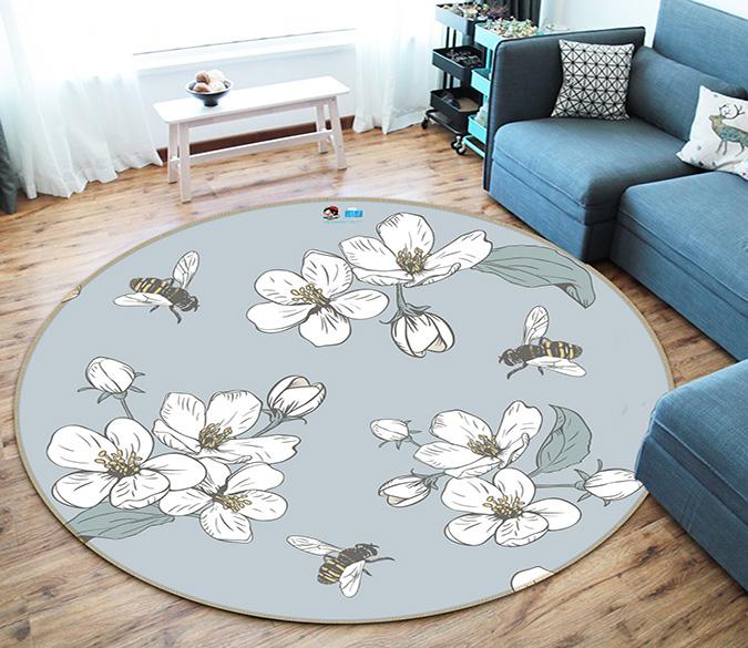3D Bee Collecting Honey 318 Round Non Slip Rug Mat Mat AJ Creativity Home 