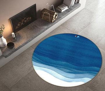 3D Blue Wave 211 Round Non Slip Rug Mat Mat AJ Creativity Home 
