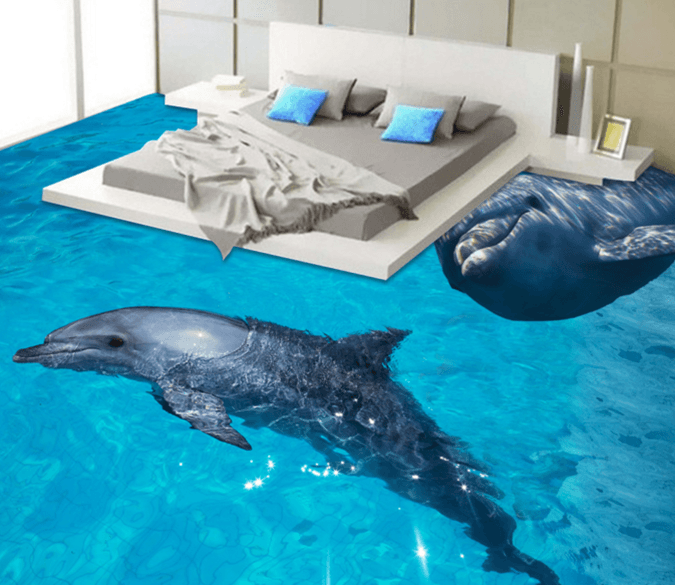 3D Docile Dolphin 036 Floor Mural Wallpaper AJ Wallpaper 2 