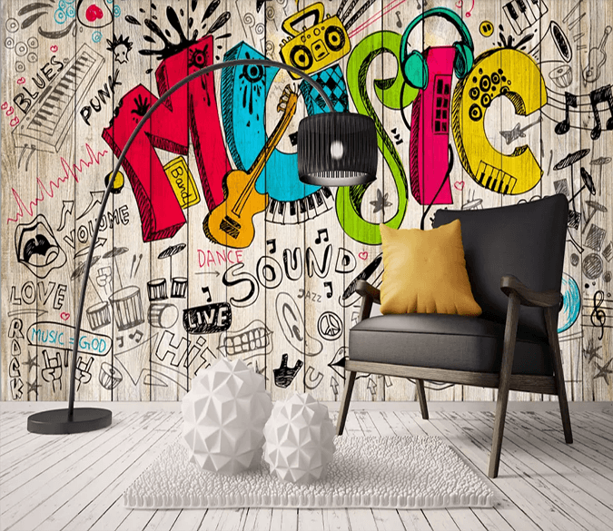 3D Cartoon Guitar Piano Keys 73 Wallpaper AJ Wallpaper 2 