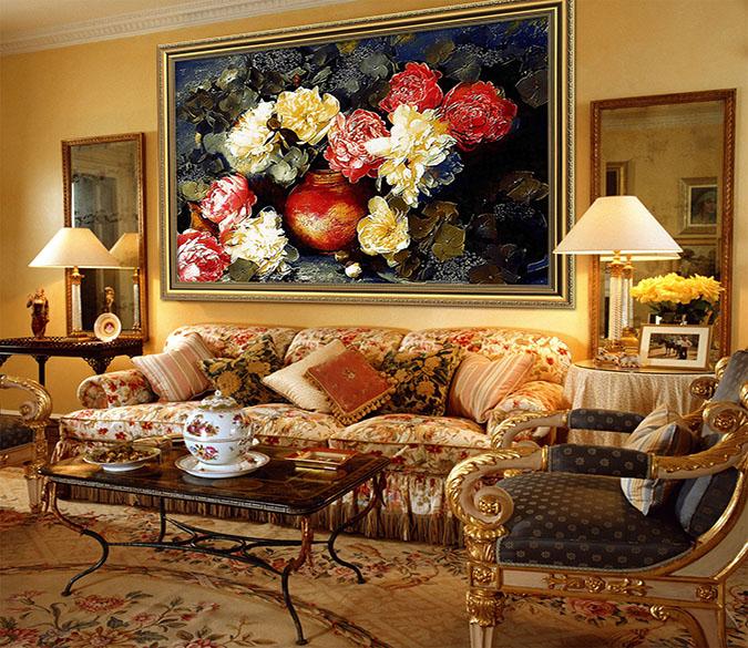 3D Flower Bunch 119 Fake Framed Print Painting Wallpaper AJ Creativity Home 