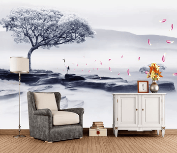 3D Petal Fluttering Crane 1277 Wallpaper AJ Wallpaper 2 