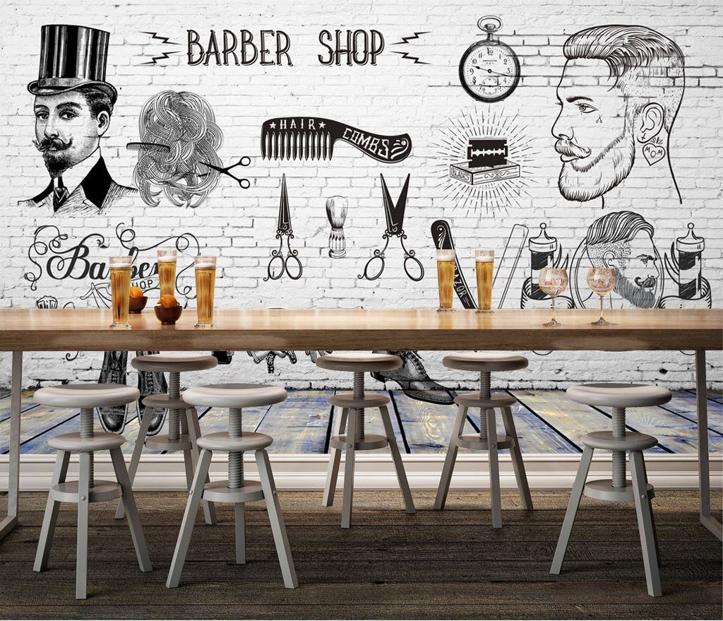 3D Barber Shop Grandfather 46 Wall Murals Wallpaper AJ Wallpaper 2 