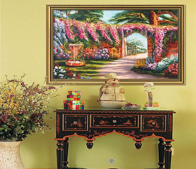 3D Yard Flowers 001 Fake Framed Print Painting Wallpaper AJ Creativity Home 