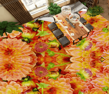 3D Orange Flower 134 Floor Mural Wallpaper AJ Wallpaper 2 