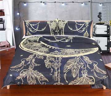 3D Feather Moon 200 Bed Pillowcases Quilt Wallpaper AJ Wallpaper 