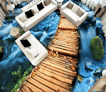 3D Wooden Bridge 019 Floor Mural Wallpaper AJ Wallpaper 2 