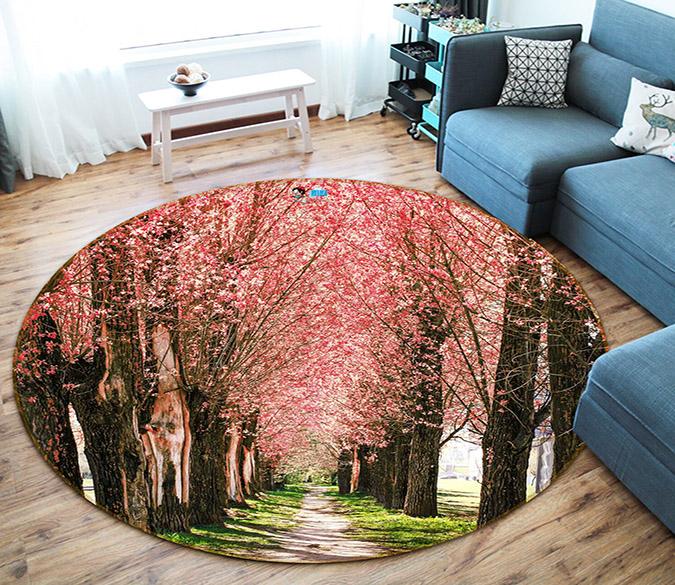 3D Cherry Blossom Forest 368 Round Non Slip Rug Mat Mat AJ Creativity Home 