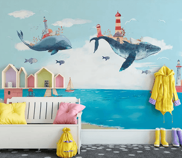 3D Whale Lighthouse 226 Wallpaper AJ Wallpaper 2 