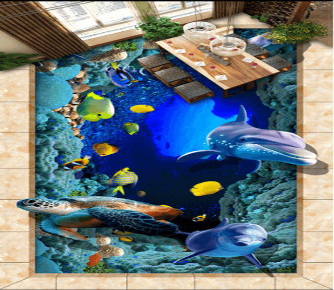 3D Turtle Swims 390 Floor Mural Wallpaper AJ Wallpaper 2 