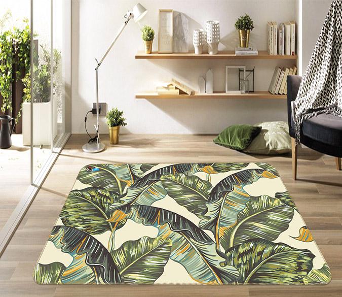 3D Green Leaf 119 Non Slip Rug Mat Mat AJ Creativity Home 