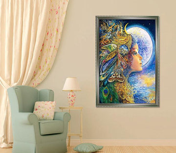 3D Moon Woman 102 Fake Framed Print Painting Wallpaper AJ Creativity Home 