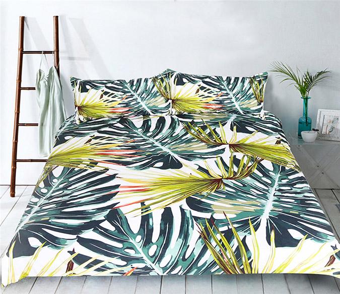 3D Monstera Yellow 86 Bed Pillowcases Quilt Wallpaper AJ Wallpaper 
