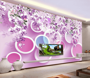 3D Purple Flower Shadow 339 Wallpaper AJ Wallpaper 
