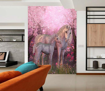 3D Cherry Blossom Unicorn 363 Wallpaper AJ Wallpaper 