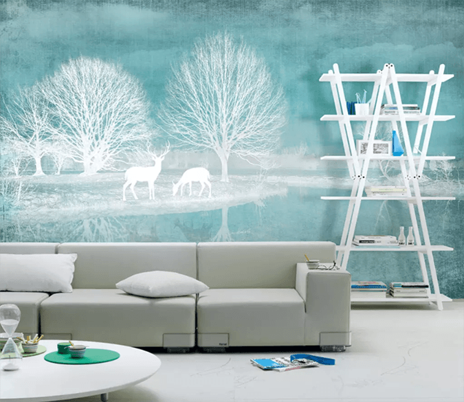 3D River Deer Eating 1410 Wallpaper AJ Wallpaper 2 