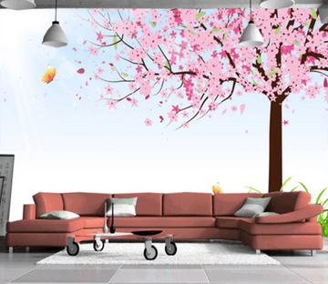 3D Peach Tree Butterfly 146 Wallpaper AJ Wallpaper 