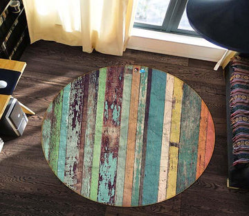 3D Blue Board 053 Round Non Slip Rug Mat Mat AJ Creativity Home 