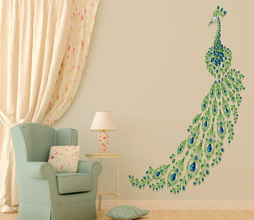 3D Peacock Tail Feather 042 Wall Stickers Wallpaper AJ Wallpaper 