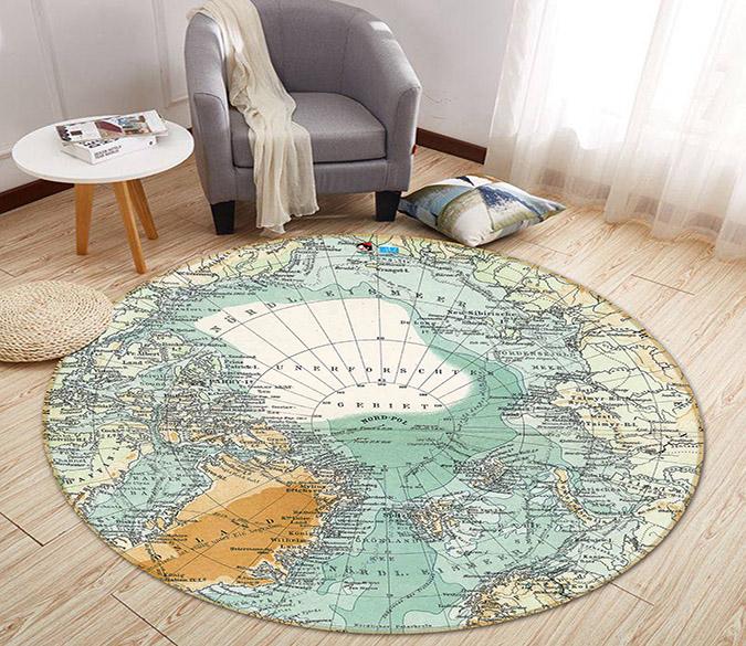 3D Map Center 251 Round Non Slip Rug Mat Mat AJ Creativity Home 