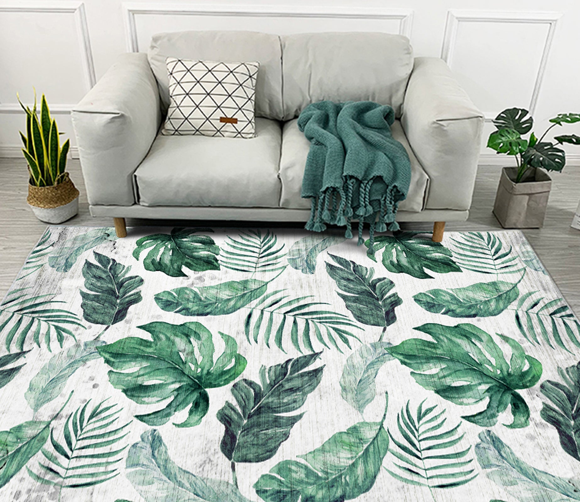 3D Green Leaves WG537 Non Slip Rug Mat Mat AJ Creativity Home 