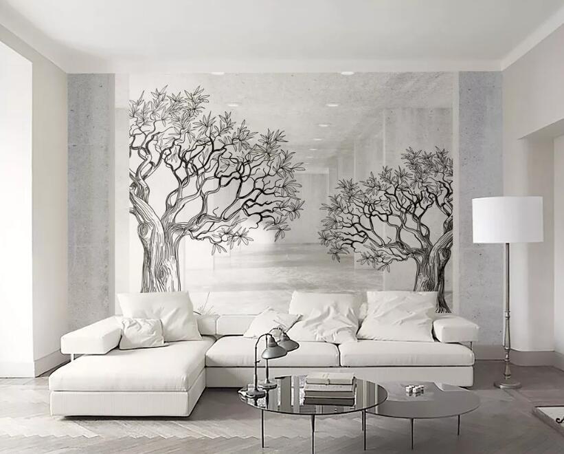 3D Silver Tree 993 Wall Murals Wallpaper AJ Wallpaper 2 
