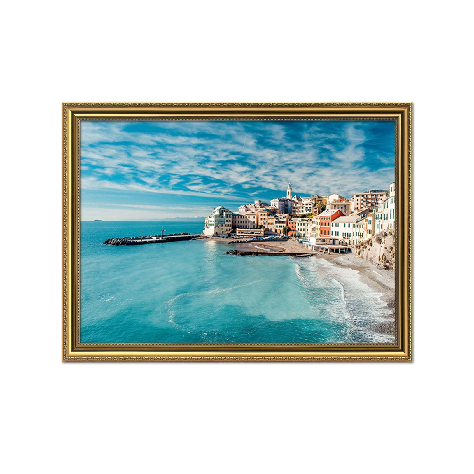 3D Seaside Town 076 Fake Framed Print Painting Wallpaper AJ Creativity Home 