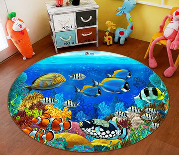 3D Deep Sea Fish 007 Round Non Slip Rug Mat Mat AJ Creativity Home 