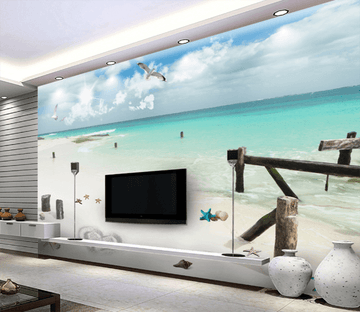 3D Wood Beach 524 Wallpaper AJ Wallpaper 