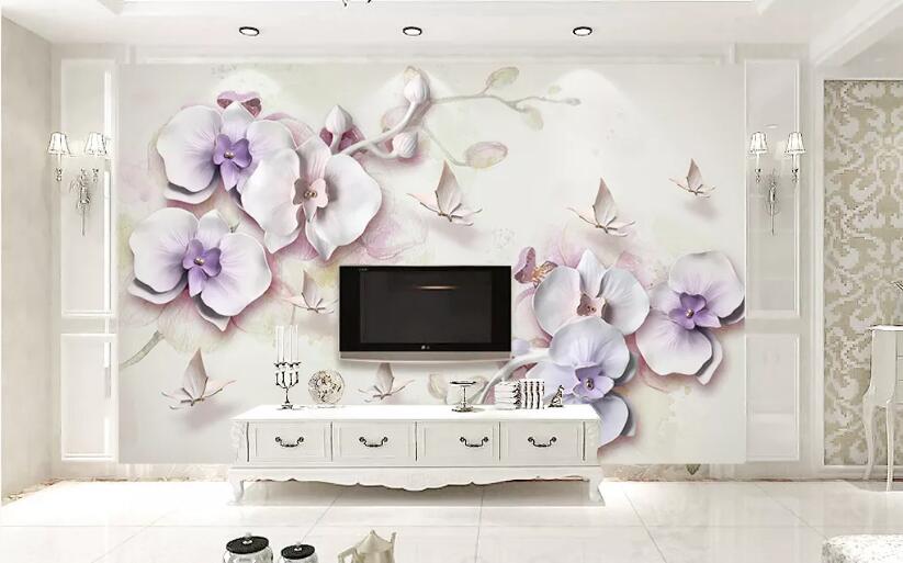 3D Purple Flowers 1285 Wall Murals Wallpaper AJ Wallpaper 2 
