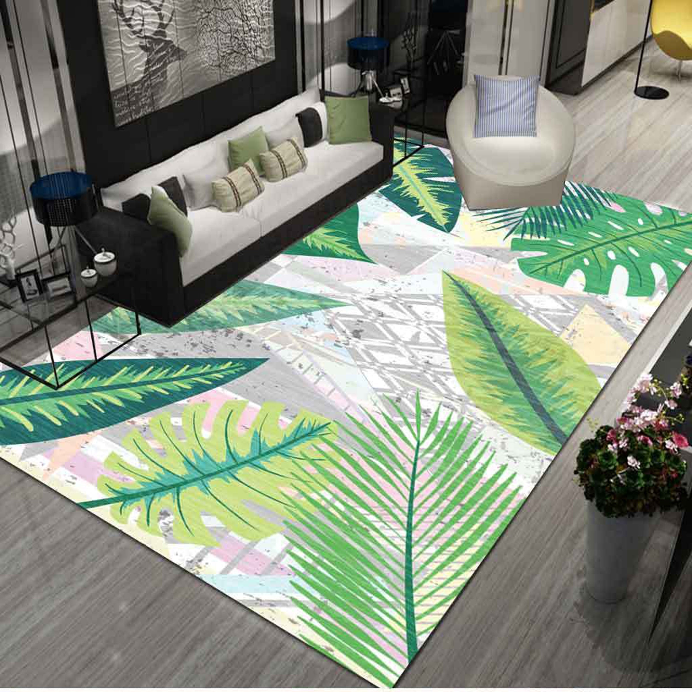 3D Green Leaves WG574 Non Slip Rug Mat Mat AJ Creativity Home 
