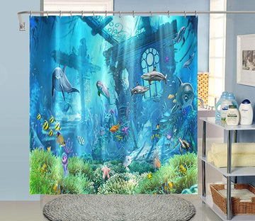 3D Medusa Dolphin 063 Shower Curtain 3D Shower Curtain AJ Creativity Home 