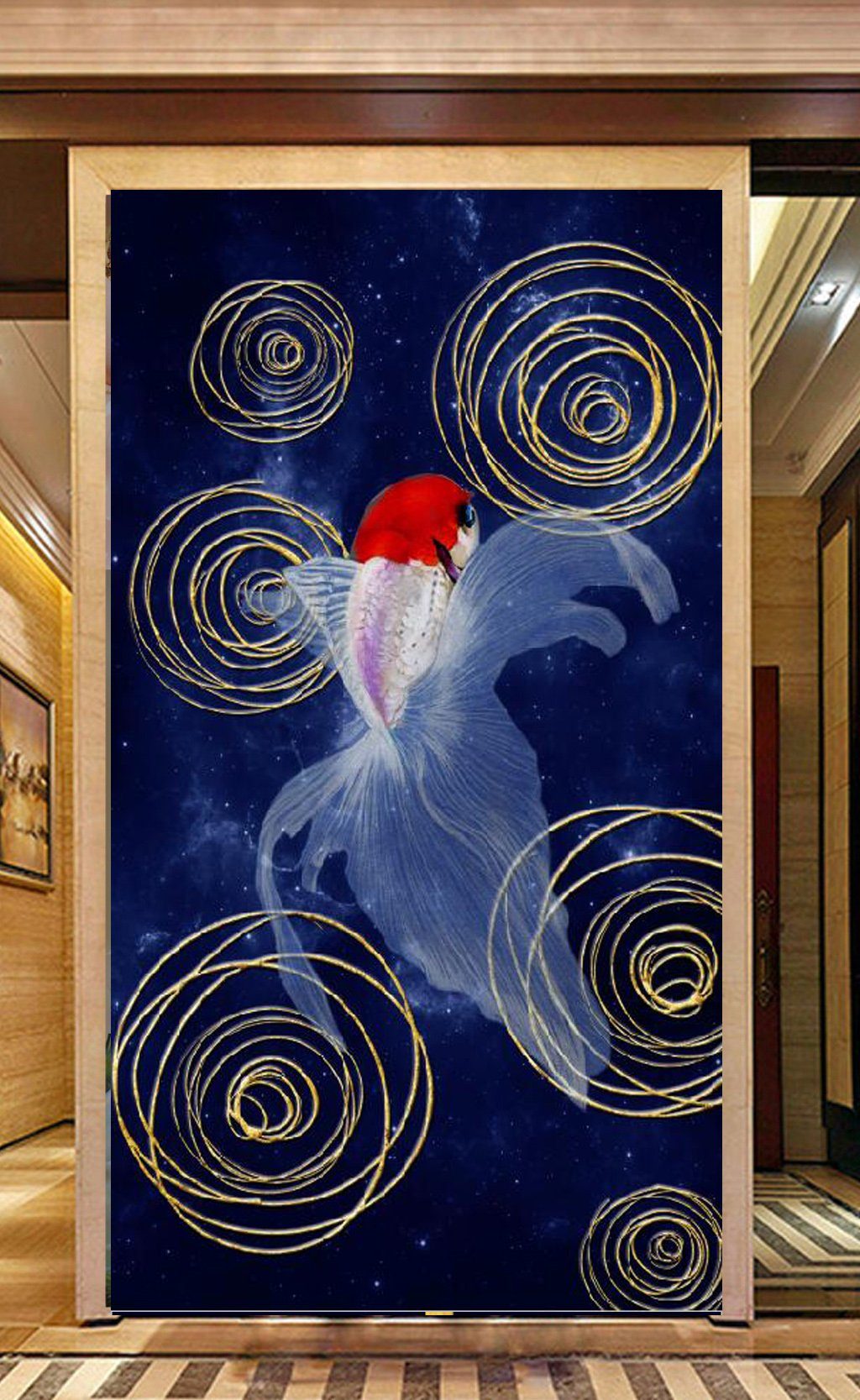 3D Circle Goldfish 671 Wall Murals Wallpaper AJ Wallpaper 2 