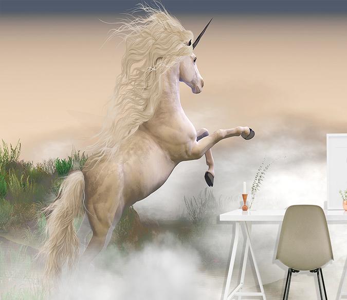 3D White Unicorn Standing 204 Wallpaper AJ Wallpaper 