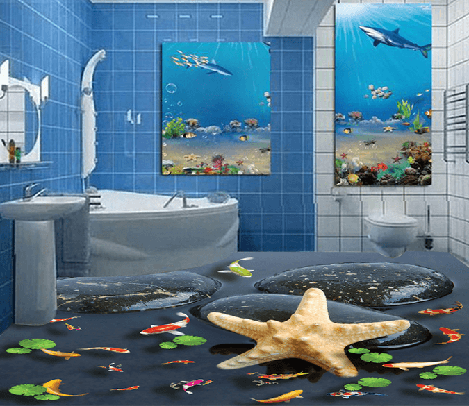 3D Yellow Starfish 011 Floor Mural Wallpaper AJ Wallpaper 2 